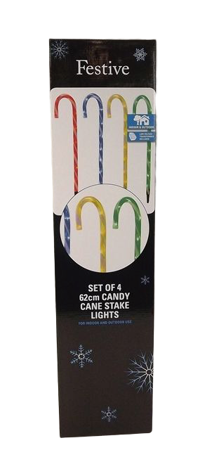 62Cm 4 Candy Cane Stake Lights-0