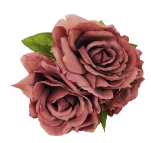 24cm Open Rose Posy x 3 Heads Puce-0