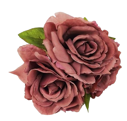 24cm Open Rose Posy x 3 Heads Puce-0