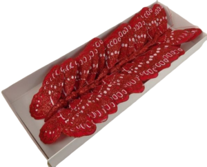 10cm Glitter Butterflies x 12 Red-0