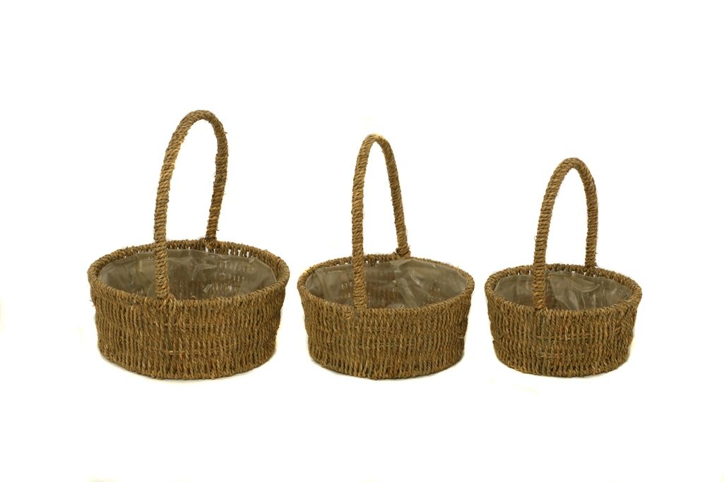 Seagrass Set Of 3 Baskets Round-0
