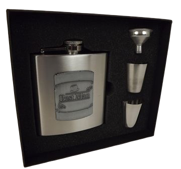 Hipflask W/2 Cups & Funnel 'Best Man'-0