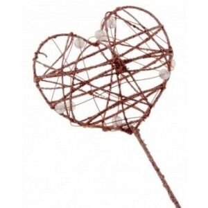 Glittered Heart Wand (7cm Diameter, 30cm Handle) Rose Gold-0