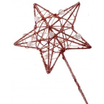 Glittered Star Wand (7cm Diameter, 30cm Handle) Rose Gold-0
