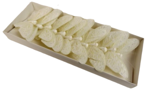 10cm Pastel Sparkle Feather Butterflies x 12pcs Cream-0