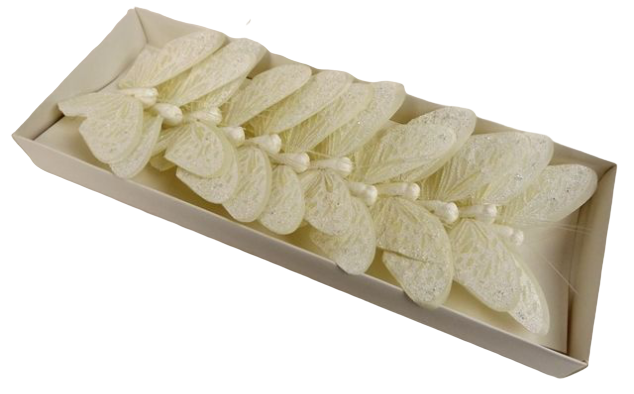 10cm Pastel Sparkle Feather Butterflies x 12pcs Cream-0
