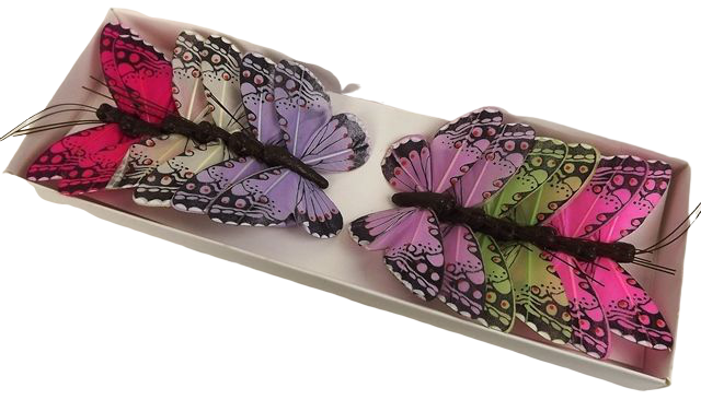 7cm Jewel Tone Feather Butterflies Assorted x 12pcs-0