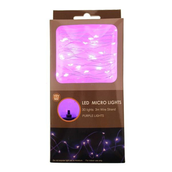 3m 30 Micro LED String Lights Purple-0