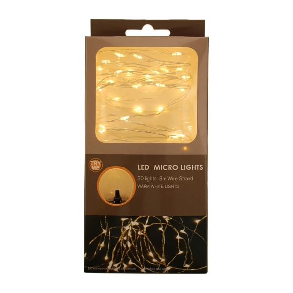 3m 30 Micro LED String Lights Warm White-0