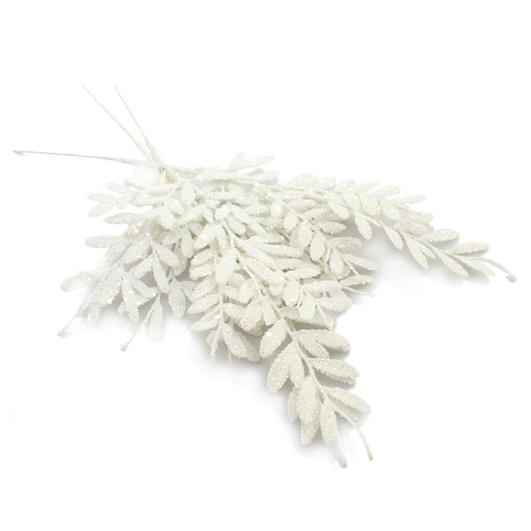 40cm Berberis Spray Glittered White-0