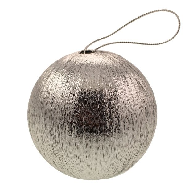8cm Spun Metallic Bauble Silver-0