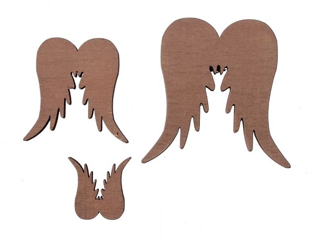 Pb. 20 Wooden Wings 3 Ass Brown 3/5/7 cm-0