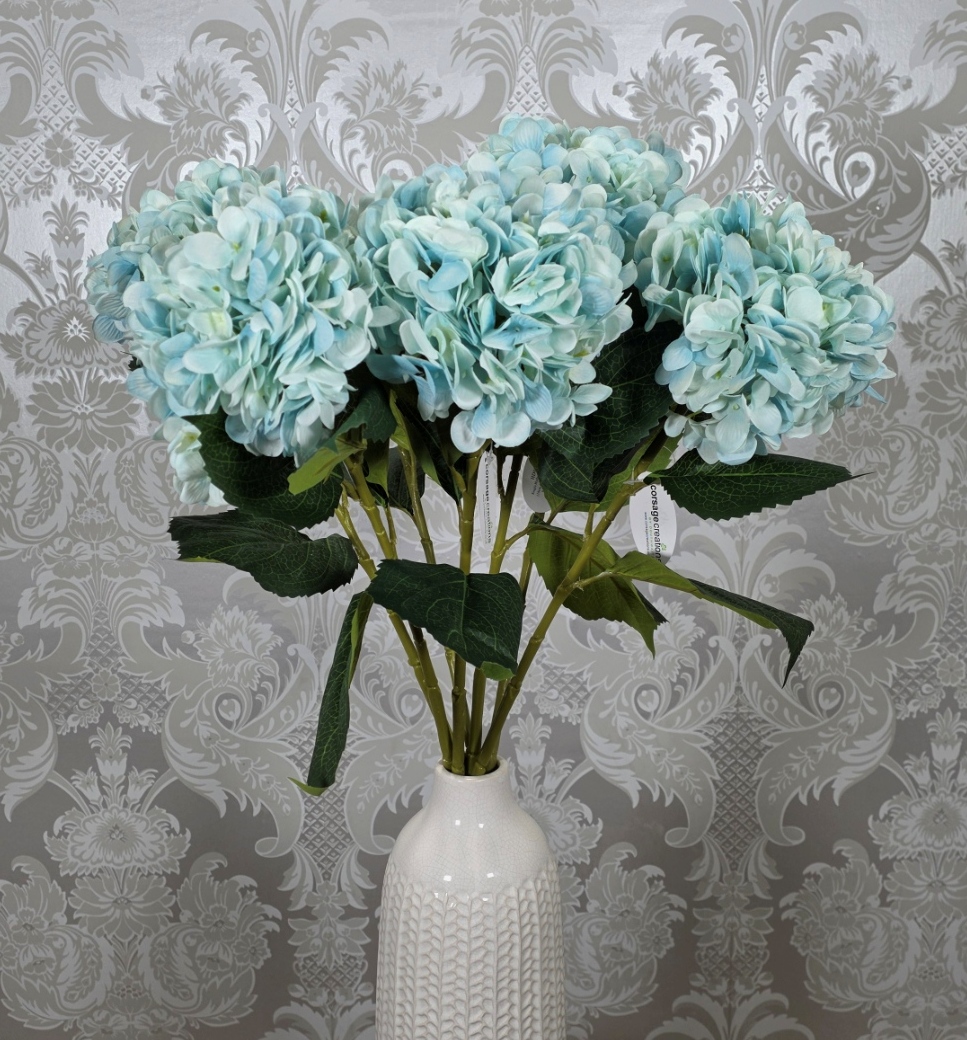 Artificial Single Hydrangea 82cm Light Blue