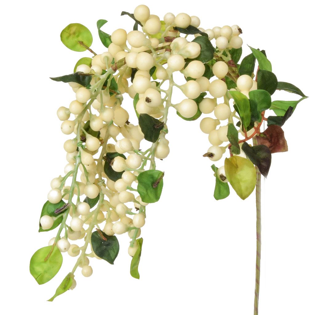 Foliage Hanging Berry Spray White Gb 55cm-0