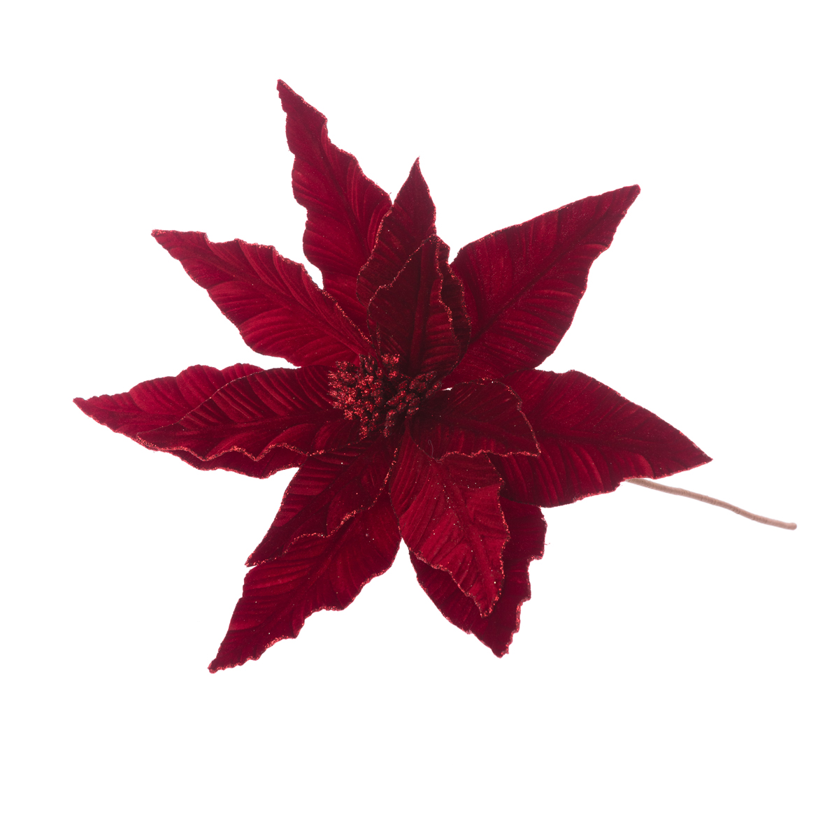 Glitter Tipped Poinsettia 70cm Red-0
