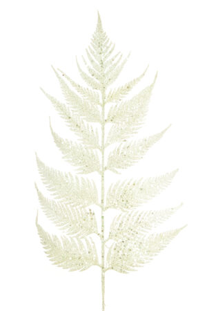 Sparkle Leather Fern Leaf 55cm White-0