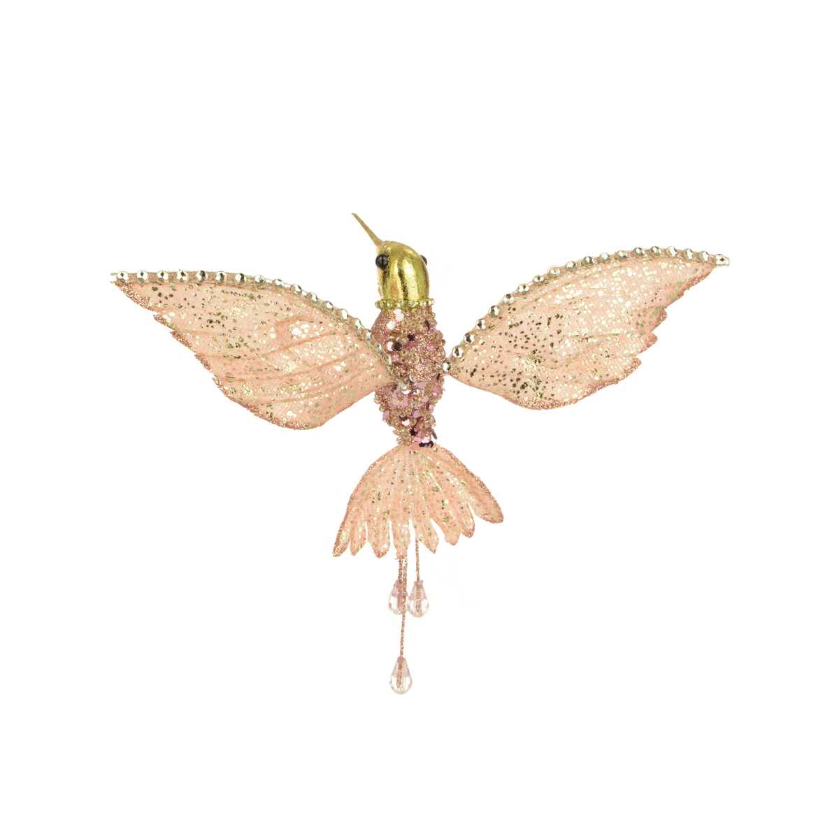 Glitter Hummingbird Clip 15cm Rose Gold-0
