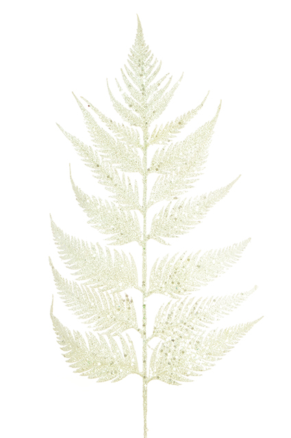 Sparkle Leather Fern Leaf 55cm White-0