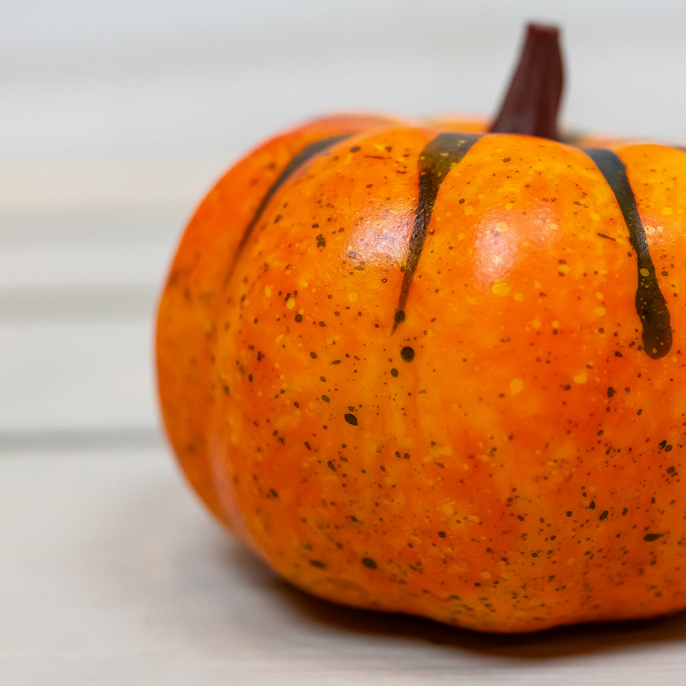 Small Artificial Pumpkin Orange/Black 10cm-25275
