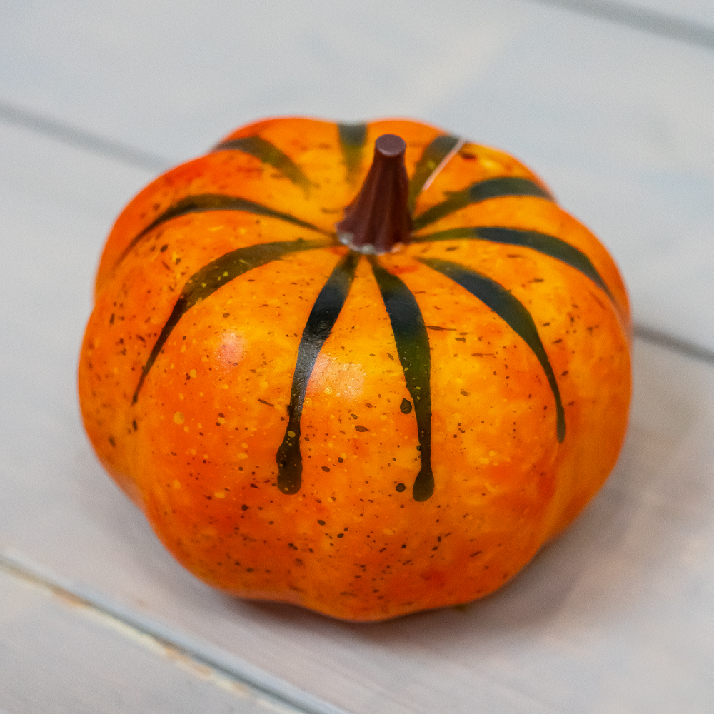Small Artificial Pumpkin Orange/Black 10cm-0