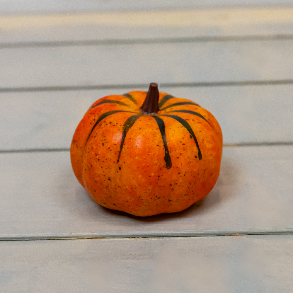 Small Artificial Pumpkin Orange/Black 10cm-25276