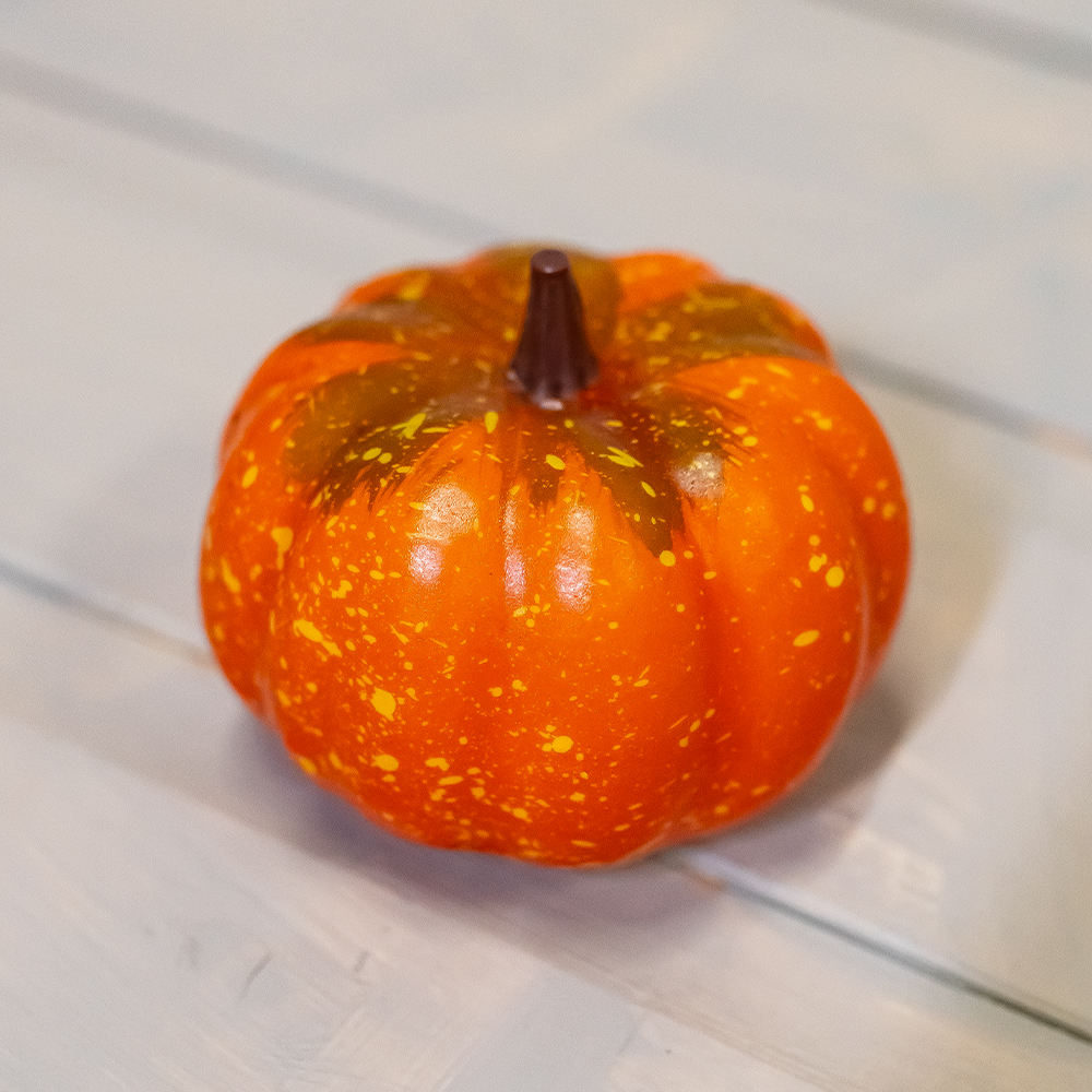 Artificial Pumpkin Orange/Green 10cm