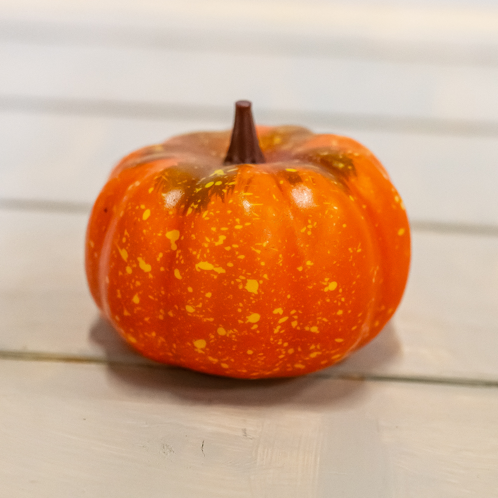 Small Artificial Pumpkin Orange/Green 10cm-25273