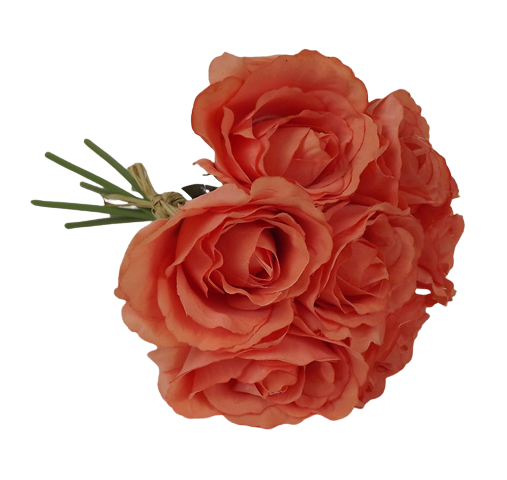 26cm Coral Open Rose Hand Tied-0