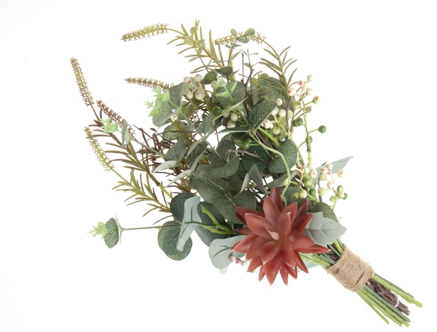 Mixed Foliage Bouquet with Eucalyptus and Succulents - Green-0