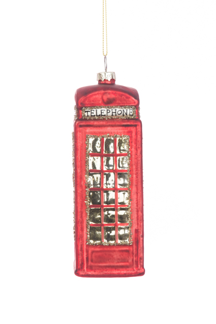 GLASS Telephone Box 12cm Red-0