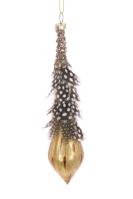 GLASS Feather Drop 17cm Gold-0