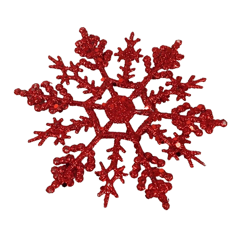 10cm Glitter Snowflake x24 Boxed Red-0