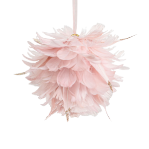 13cm Feather Ball Decoration Pink-0