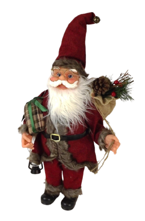 45cm Standing Santa w/Gift/Lantern-0