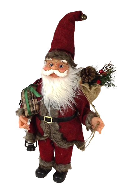 45cm Standing Santa w/Gift/Lantern-0