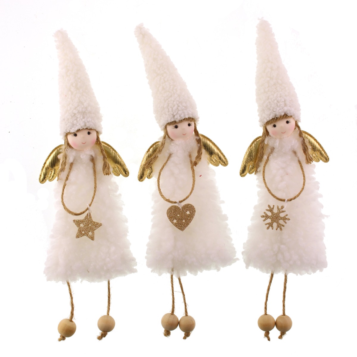 34cm Assorted Christmas Angel Hanger White