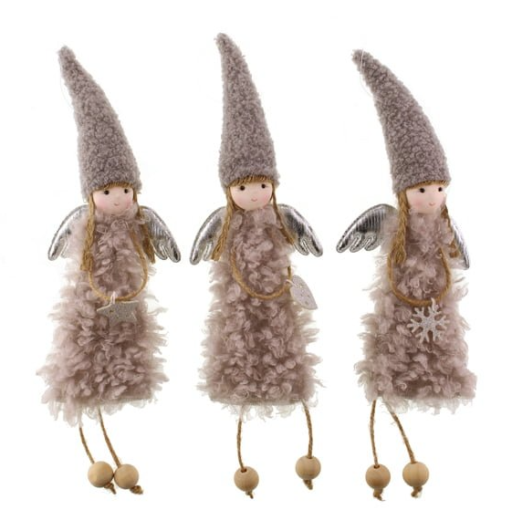 34cm Assorted Christmas Angel Hanger Grey x 1-0