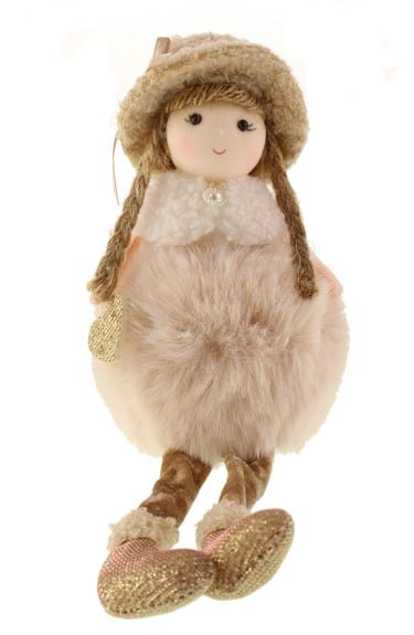 24cm Faux Fur Sitting Girl with Heart Mink-0