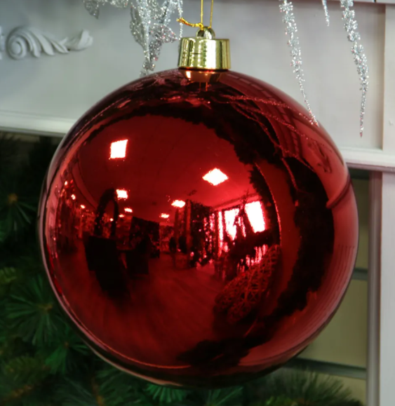 Red Shiny Shatterproof Bauble (x1) (30cm)-0