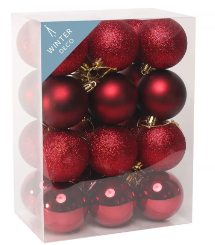 Burgundy Shatterproof Baubles (6cm) (24 pieces)-0