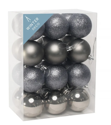 Pewter Shatterproof Baubles (6cm) (24 pieces)-0