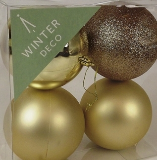 Champagne Shatterproof Baubles (10cm) (4 pieces)-0