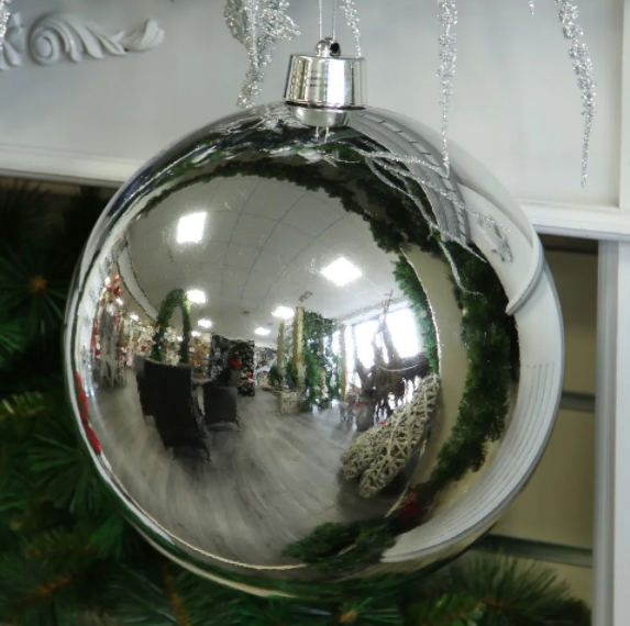 Silver Shiny Shatterproof Bauble (x1) (30cm)-0