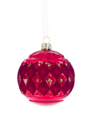 GLASS Zoe Bauble 8cm Red-0