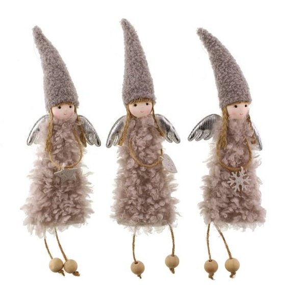 34cm Assorted Christmas Angel Hanger Grey x 1-0
