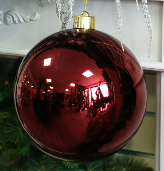 Burgundy Shiny Shatterproof Bauble (x1) (30cm)-0