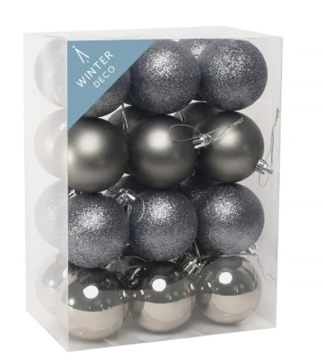 Pewter Shatterproof Baubles (6cm) (24 pieces)-0