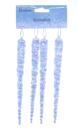 Pack Of 4 17cm Clear/Iridescent Icicle-0