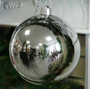 Silver Shiny Shatterproof Bauble (x1) (30cm)-0