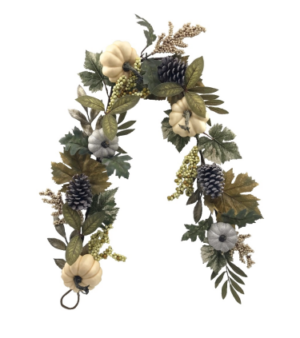 150cm Cream/Green Pumpkin Foliage Garland-0